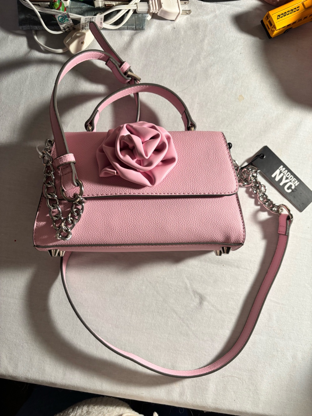 Steve Madden Pink Floral Applique Crossbody Bag